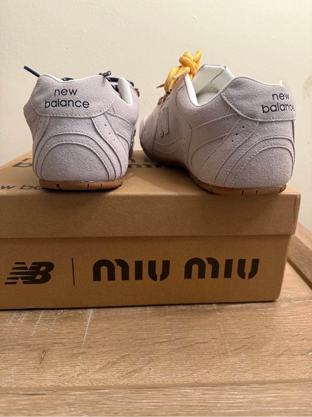 New Balance X Miu Miu Cream Suede Sneakers - Picture 2 of 6
